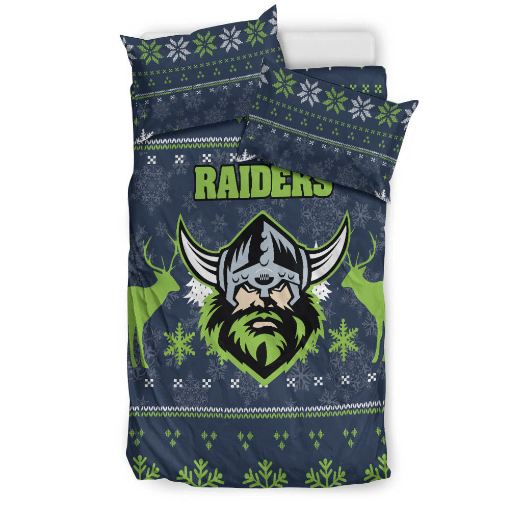 Canberra Raiders Bedding Set - Christmas Ugly Style - - Vibe Hoodie Shop