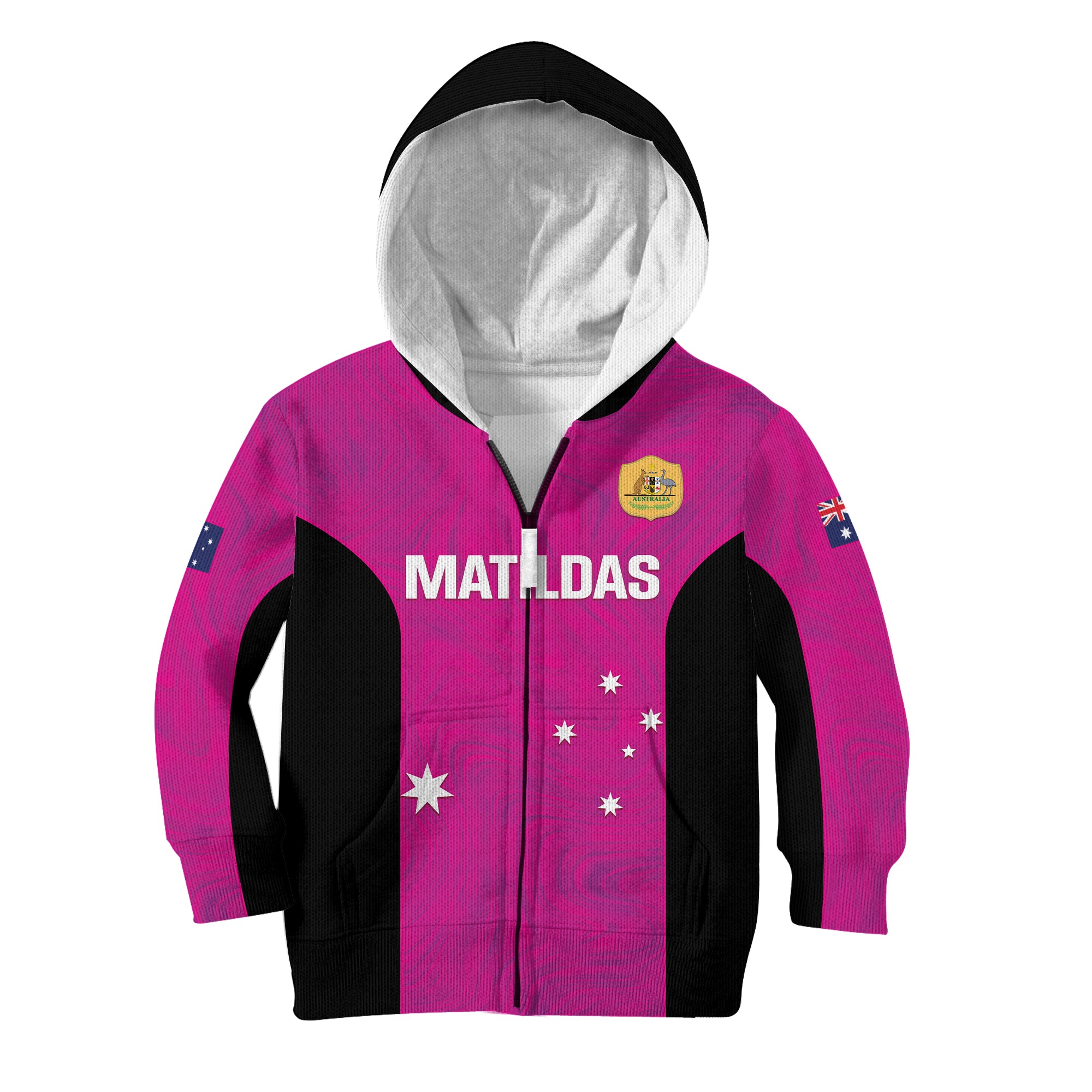 Custom Australia Soccer Kid Hoodie Matildas Go Champions - Pink - Vibe Hoodie Shop