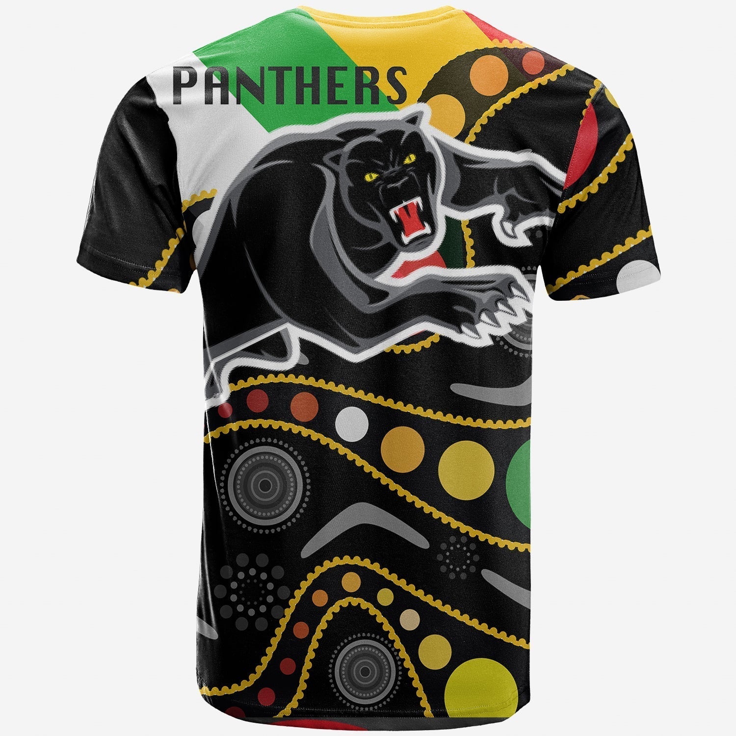 Penrith Panthers T shirt - Panther With Colors NAIDOC Patterns - LT20 - Vibe Hoodie Shop