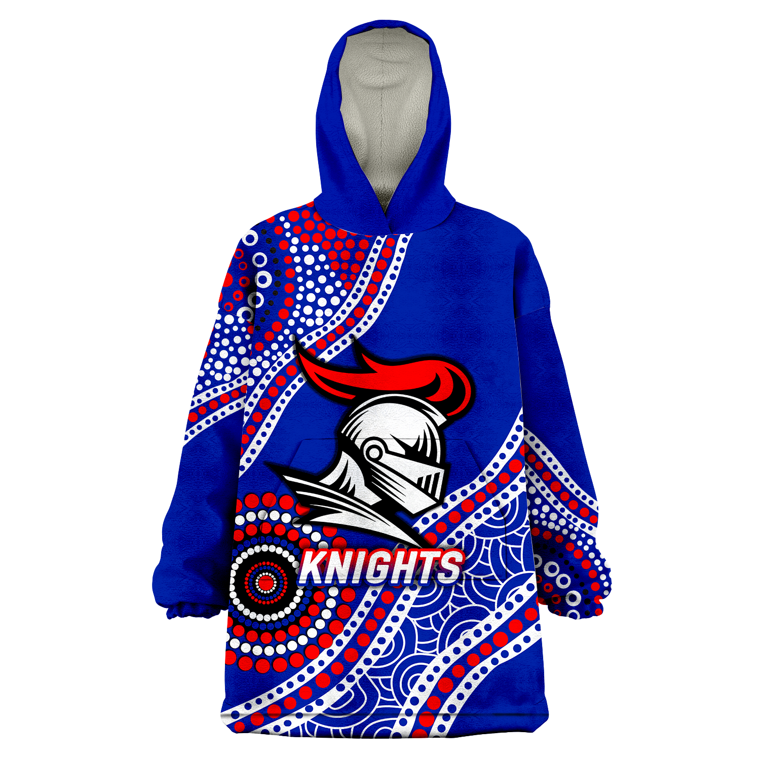 Knights Rugby 2022 Aboriginal Art Wearable Blanket Hoodie - - Vibe Hoodie Shop