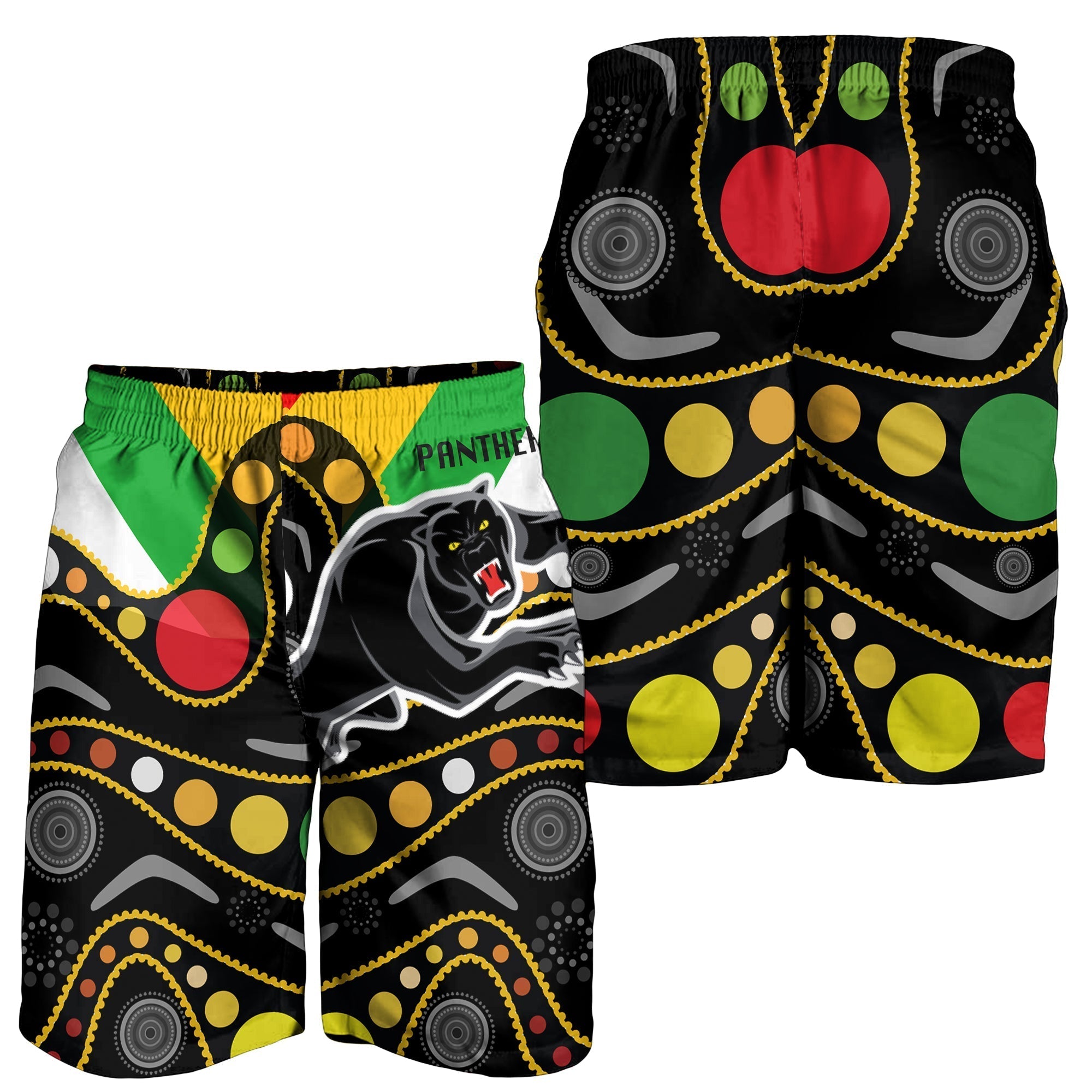 Penrith Panthers Men's Short - Panther With Colors NAIDOC Patterns - LT20 - Vibe Hoodie Shop