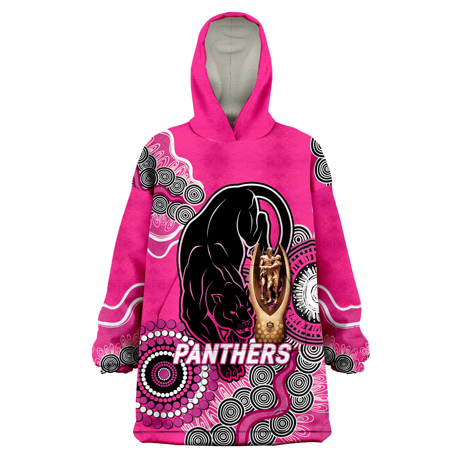 (Custom Personalised) Panthers Rugby Premiers 2022 Aboriginal Art Wearable Blanket Hoodie - - Vibe Hoodie Shop