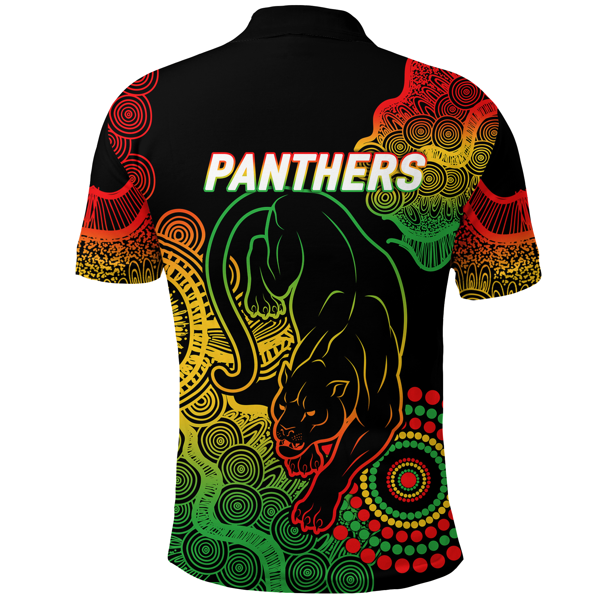 Panthers Rugby 2022 Aboriginal Art Black Polo Shirt - - Vibe Hoodie Shop