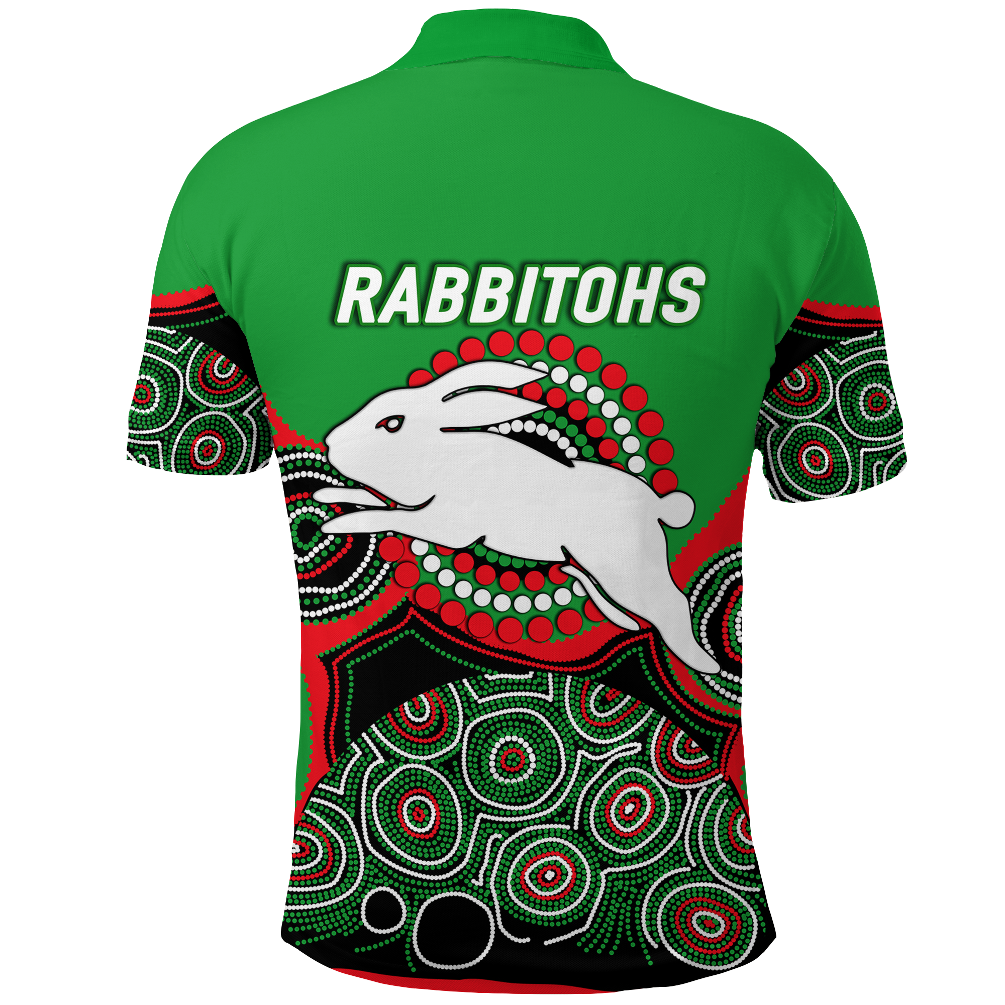 Rabbitohs Rugby 2022 Aboriginal Art Polo Shirt - - Vibe Hoodie Shop