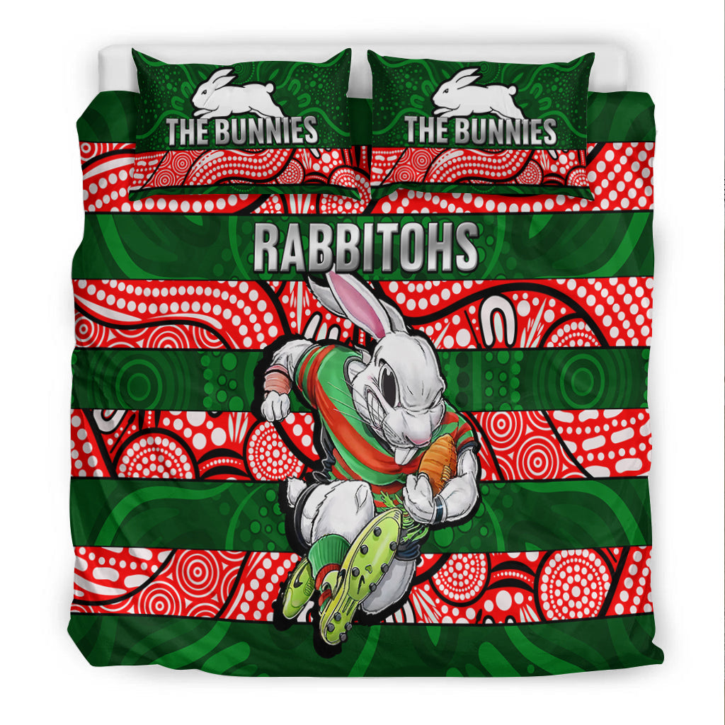 Rabbitohs Rugby The Bunnies Aboriginal Bedding Set - - Vibe Hoodie Shop