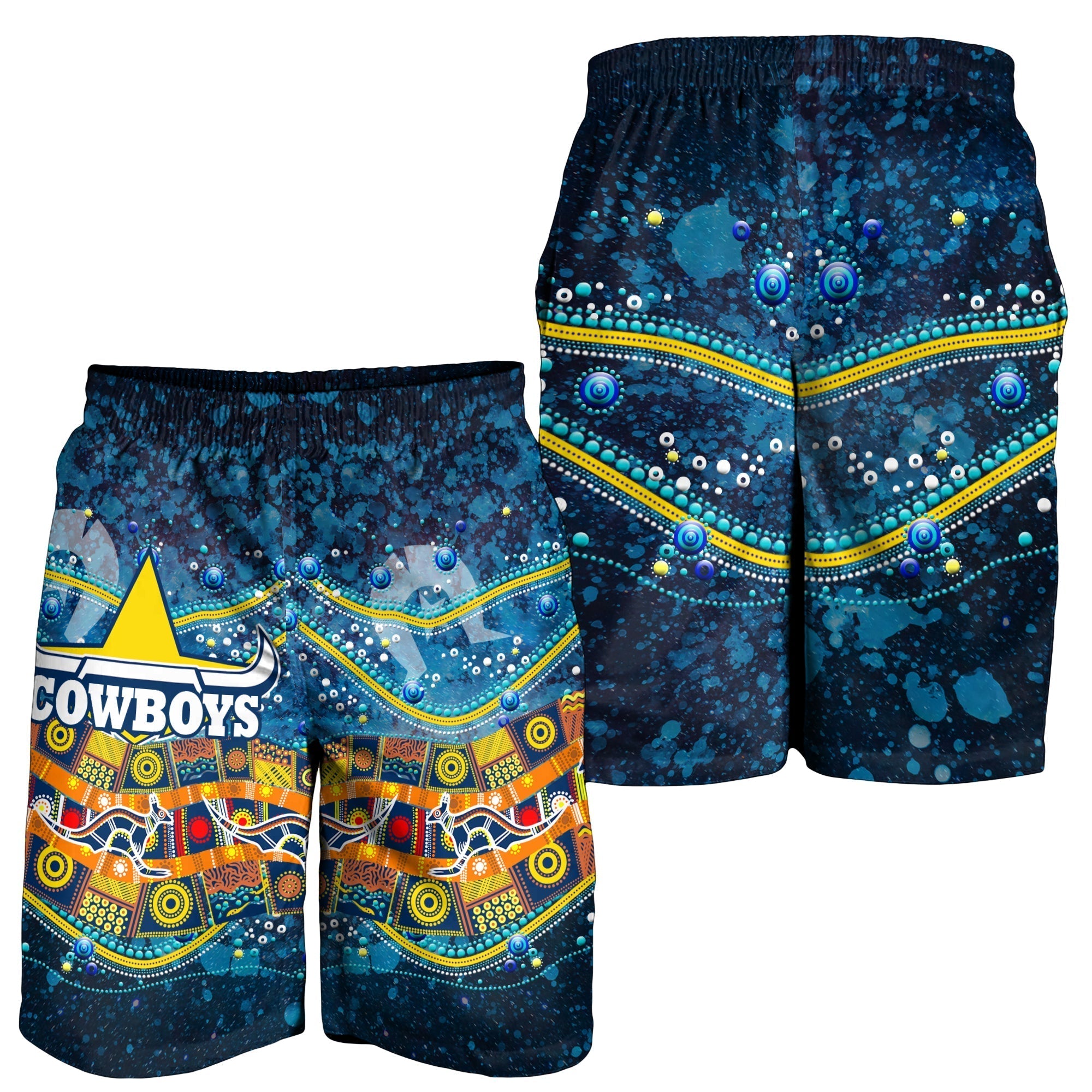 NAIDOC Week Cowboys Men's Short - Aboriginal Dot Painting - - Vibe Hoodie Shop