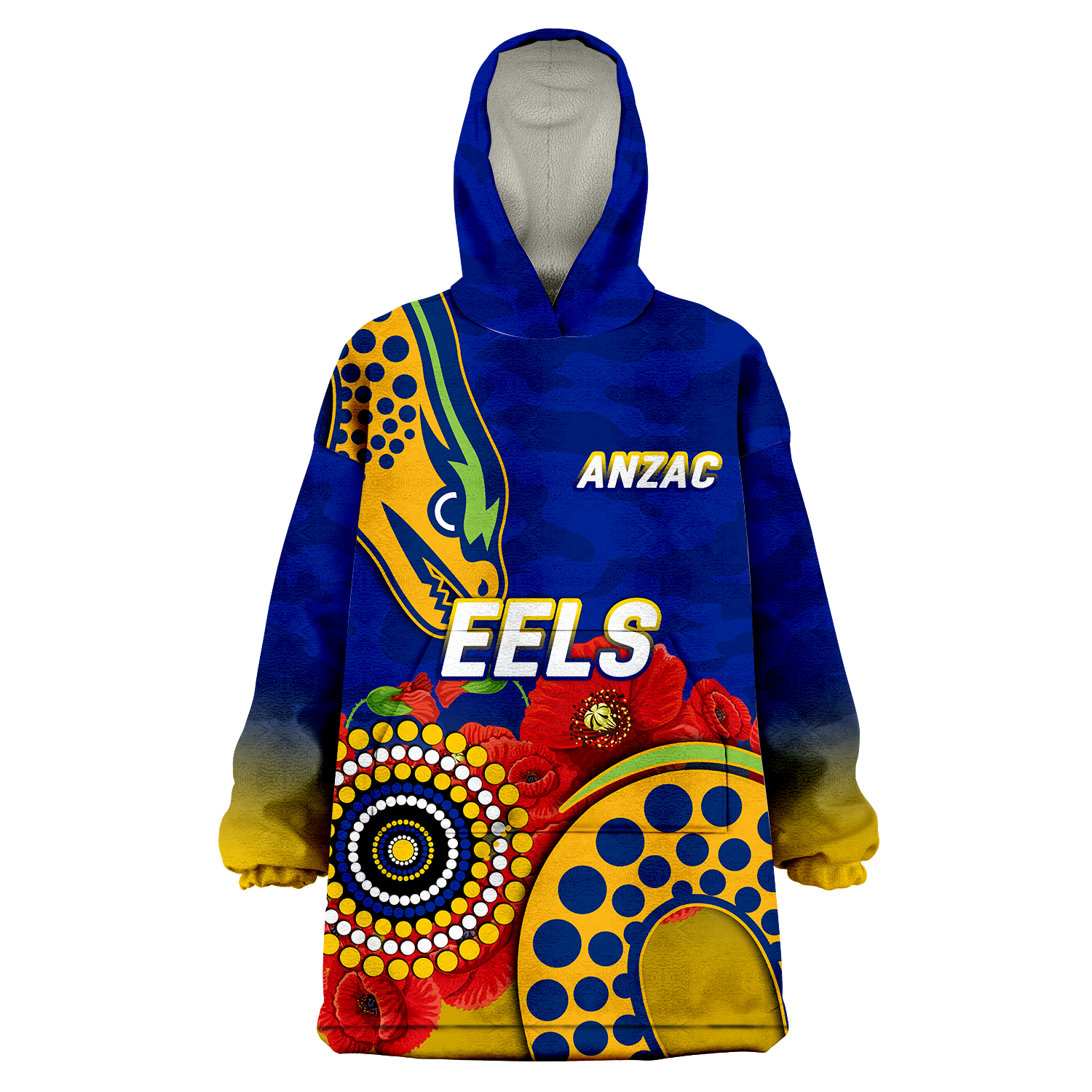 Eels Rugby Anzac Aboriginal Wearable Blanket Hoodie - - Vibe Hoodie Shop