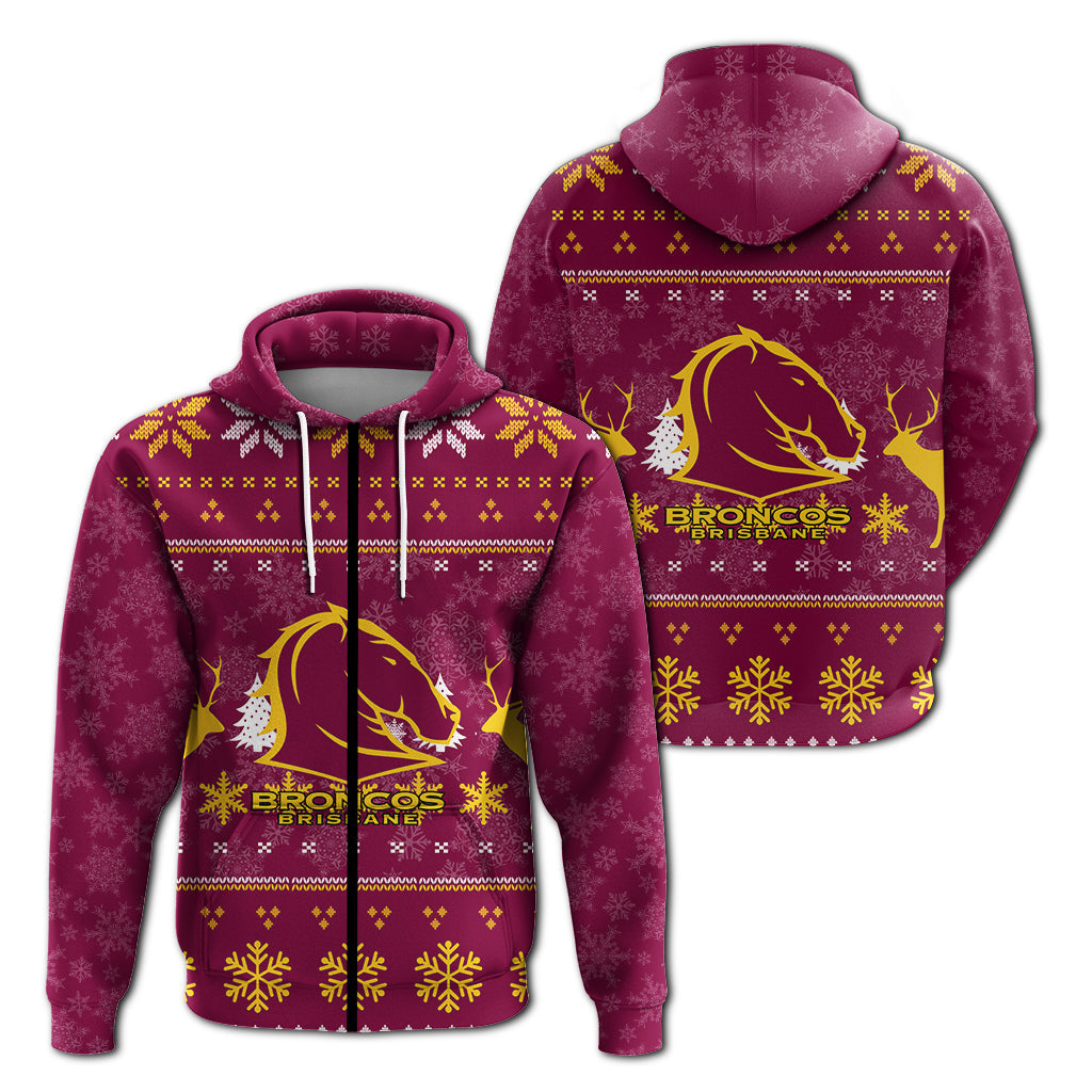 Brisbane Broncos Hoodie - Christmas Ugly Style - LT12 - Vibe Hoodie Shop