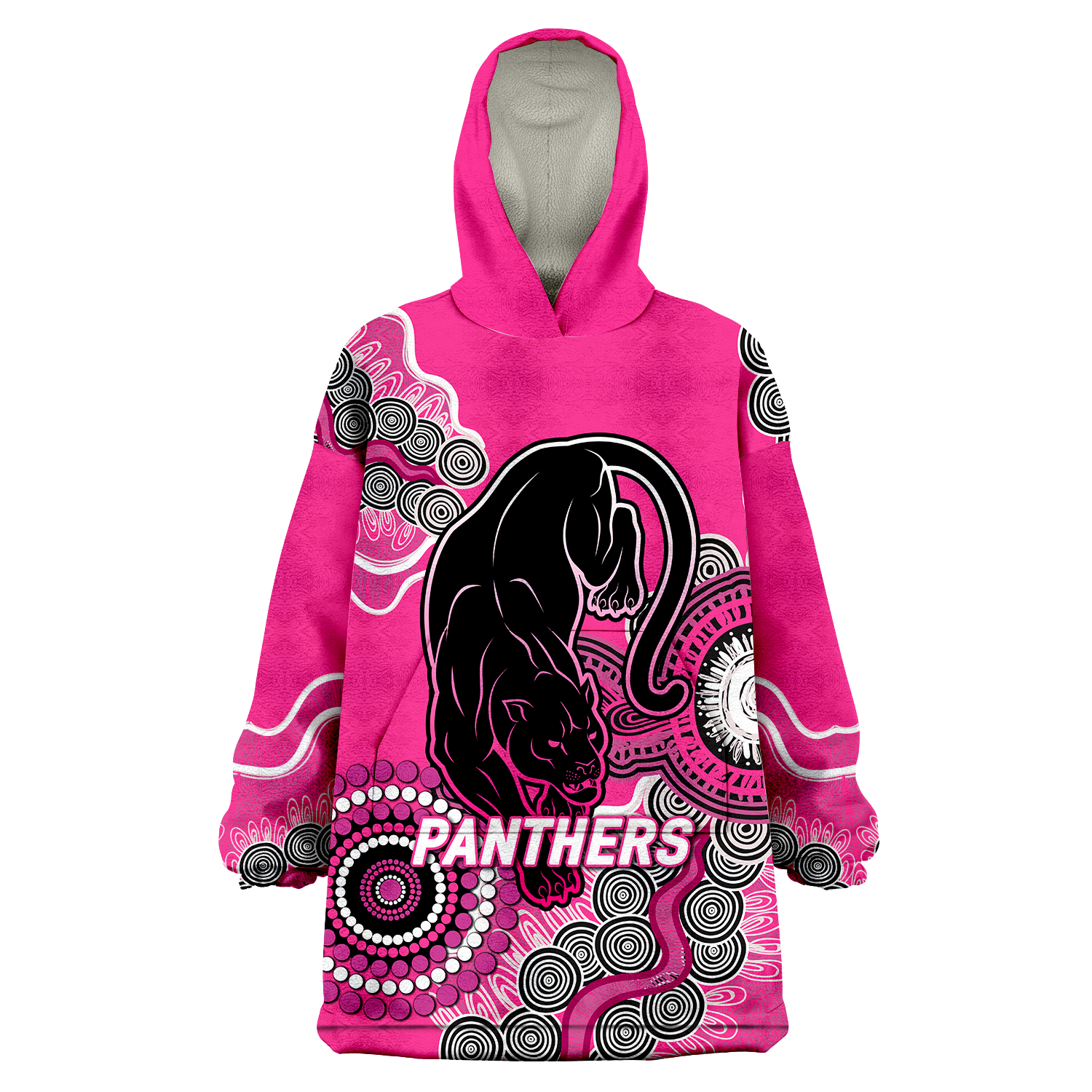 Panthers Rugby 2022 Aboriginal Art Wearable Blanket Hoodie - - Vibe Hoodie Shop