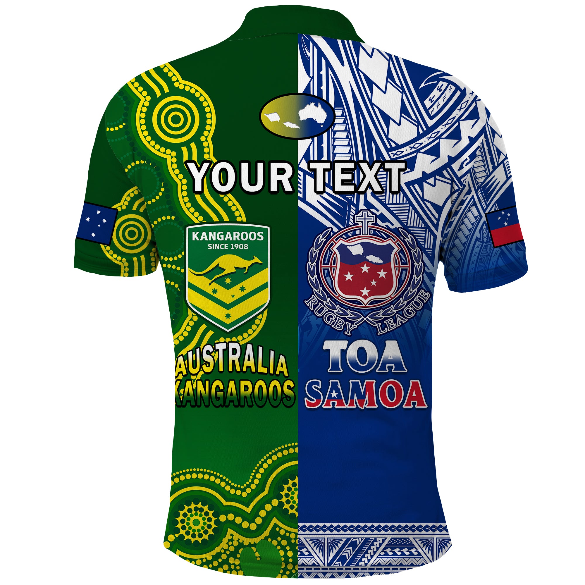 (Custom Personalised) Samoa Rugby and Australia Rugby Polo Shirt Toa Samoa Mix Kangaroos Pacific - Vibe Hoodie Shop