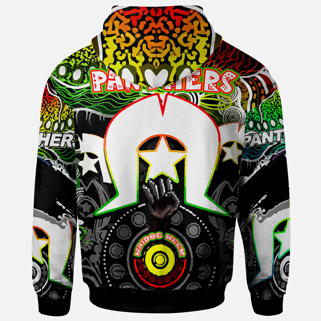 Panthers Rugby NAIDOC Week Hoodie - Indigenous Penrith Panthers "Get Up, Stand Up, Show Up" Watercolour Style Hoodie RLT12 - Vibe Hoodie Shop