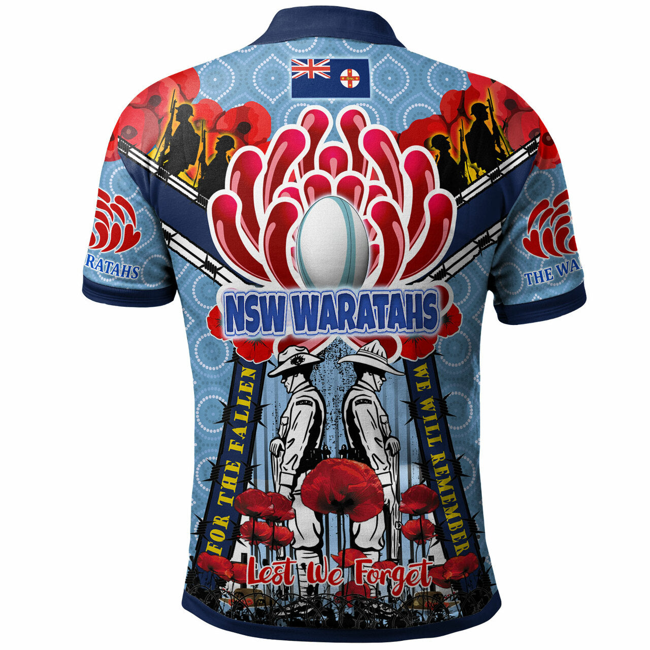 Waratahs Rugby Custom ANZAC Day Polo Shirt - Remembrance NSW Waratahs With Indigenous Patterns And Poppy Flower LT10 - Vibe Hoodie Shop