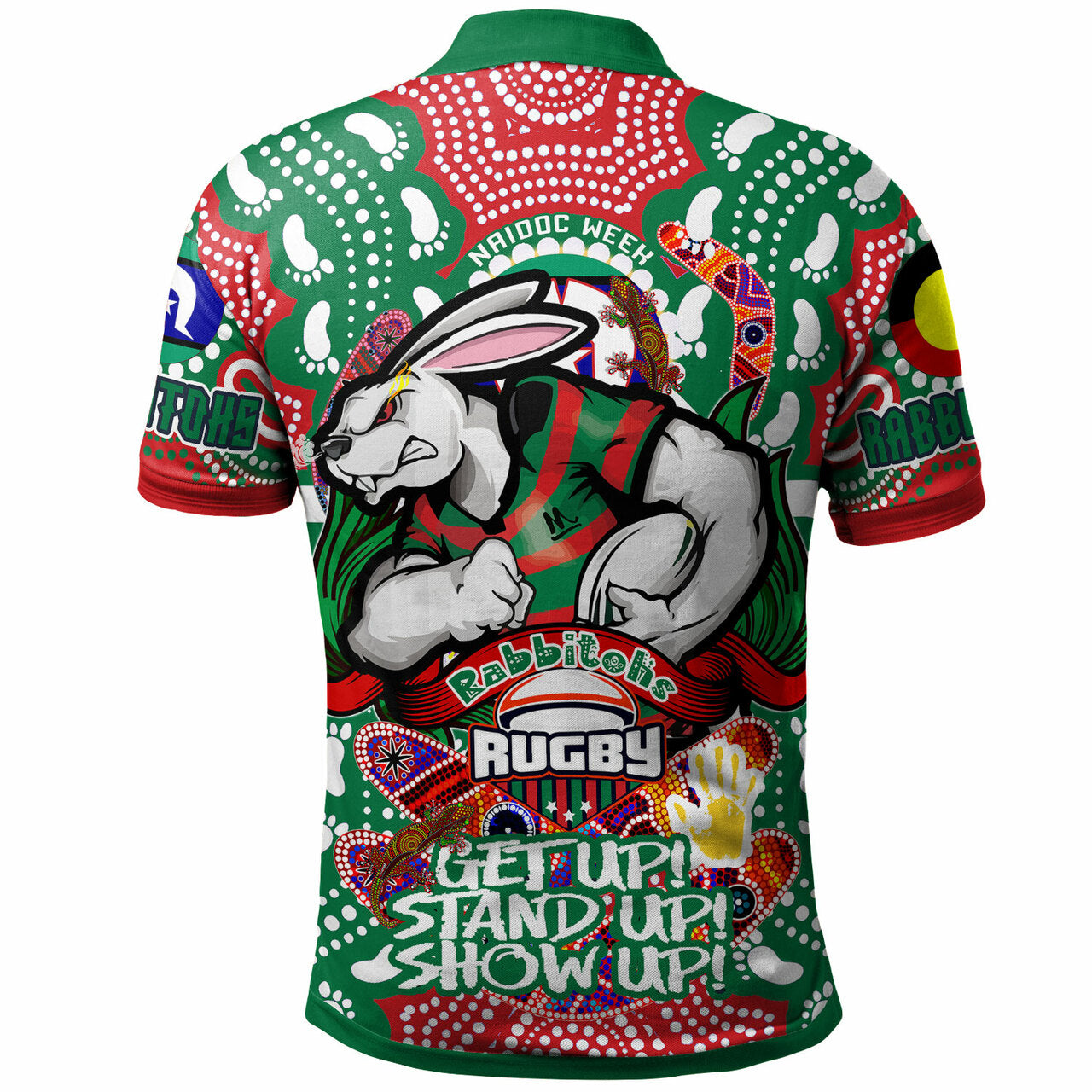 Rabbitohs Rugby NAIDOC Week Polo Shirt South Sydney Rabbitohs With Aboriginal and Torres Strait Islanders Culture RLT12 - Vibe Hoodie Shop