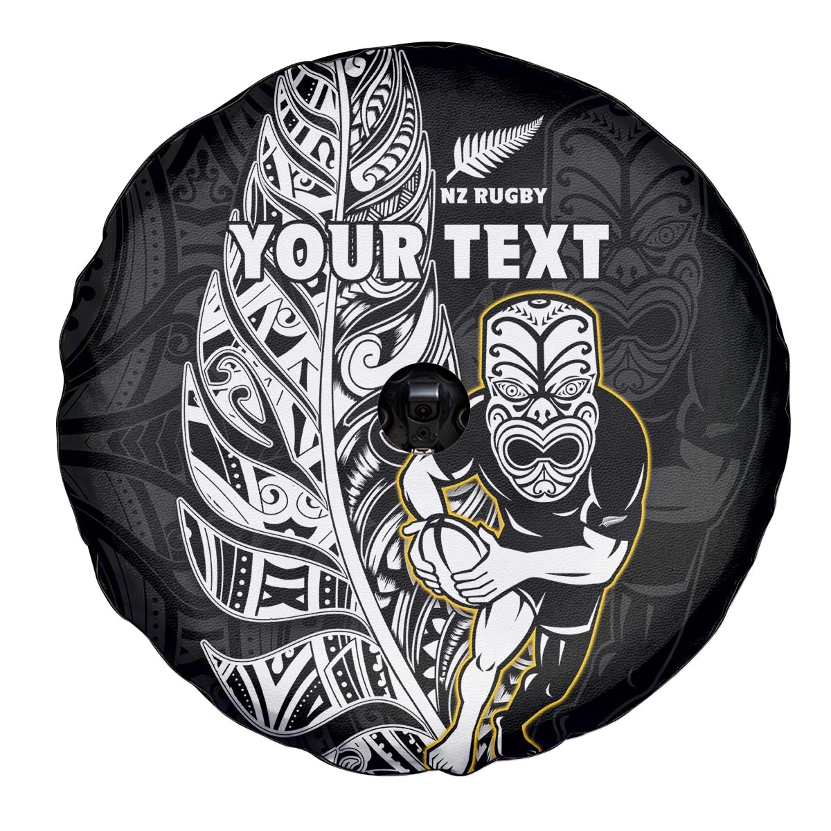 (Custom Personalised) New Zealand Silver Fern Rugby Spare Tire Cover All Black Maori Version Black - Vibe Hoodie Shop