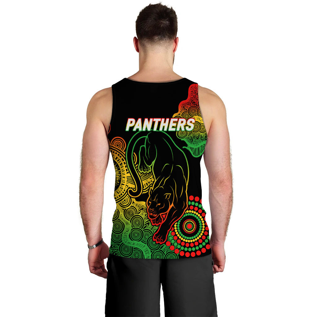 Panthers Rugby 2022 Aboriginal Art Black Men Tank Top - - Vibe Hoodie Shop