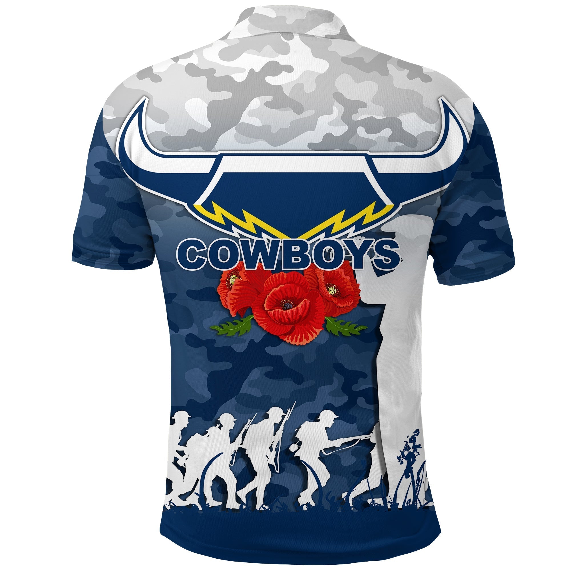 North Queensland Cowboys ANZAC Day Camo Polo Shirt - - Vibe Hoodie Shop