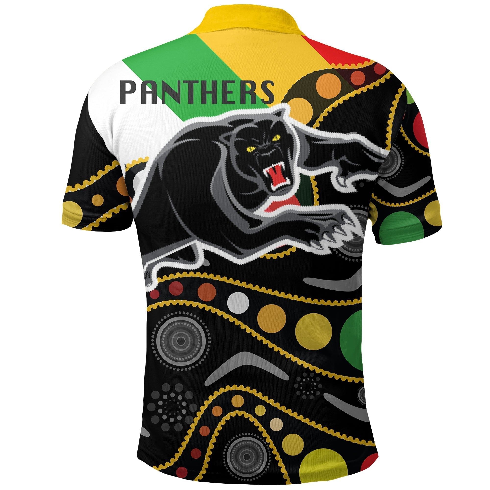 Penrith Panthers Polo Shirt - Panther With Colors NAIDOC Patterns - LT20 - Vibe Hoodie Shop