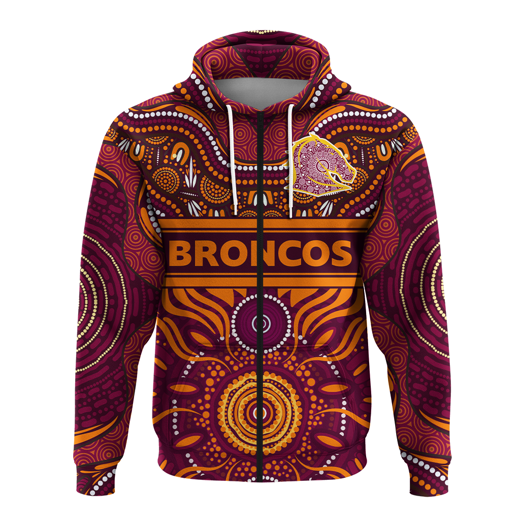 Broncos Rugby Aboriginal Pattern Hoodie - LT2