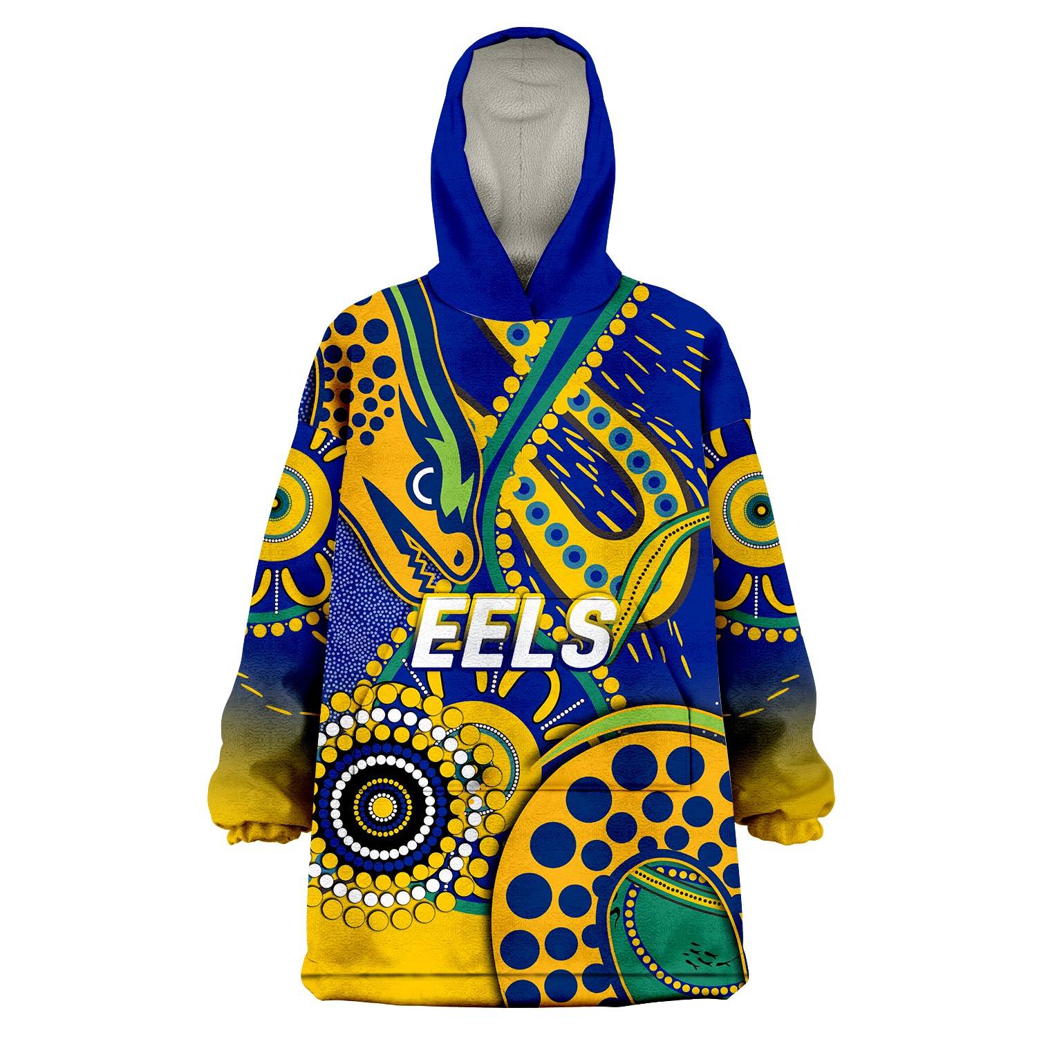 Eels Rugby 2022 Aboriginal Art Wearable Blanket Hoodie - - Vibe Hoodie Shop