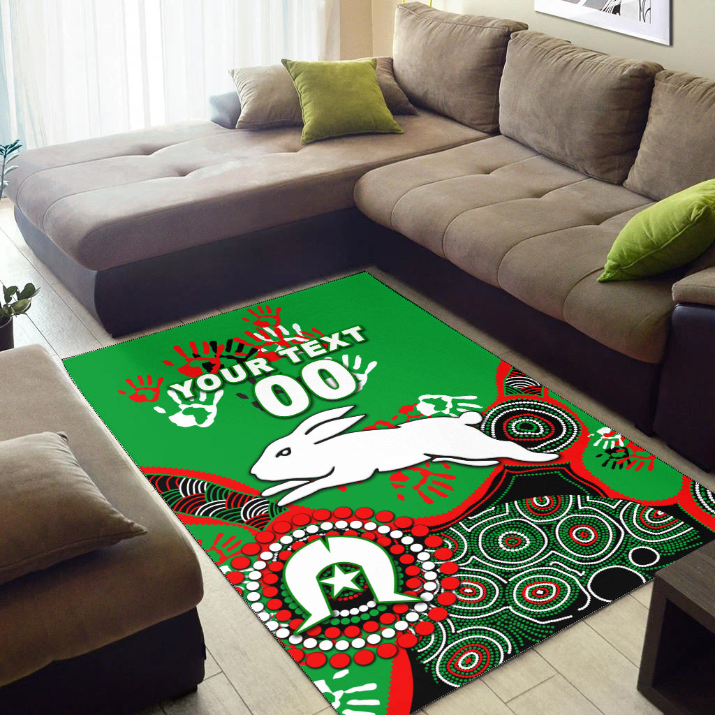 (Custom Personalised) Rabbitohs Rugby NAIDOC 2022 Aboriginal Area Rug - - Vibe Hoodie Shop