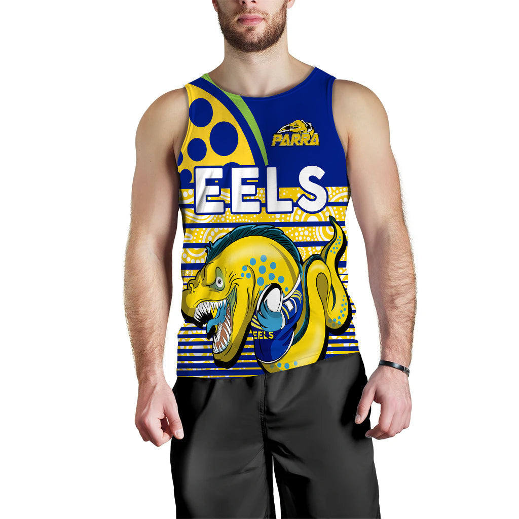Eels Rugby Parra Aboriginal Blue And Gold Men Tank Top - - Vibe Hoodie Shop
