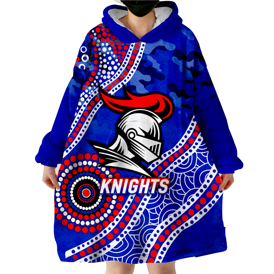 (Custom Personalised) Knights Rugby Camouflage Indigenous Art Wearable Blanket Hoodie - - Vibe Hoodie Shop