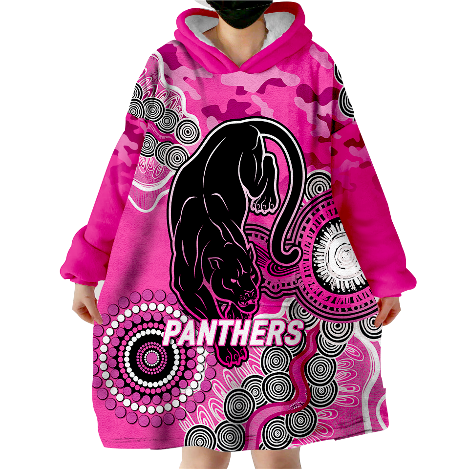 Panthers Rugby ANZAC Day Camouflage Indigenous Art Wearable Blanket Hoodie - - Vibe Hoodie Shop