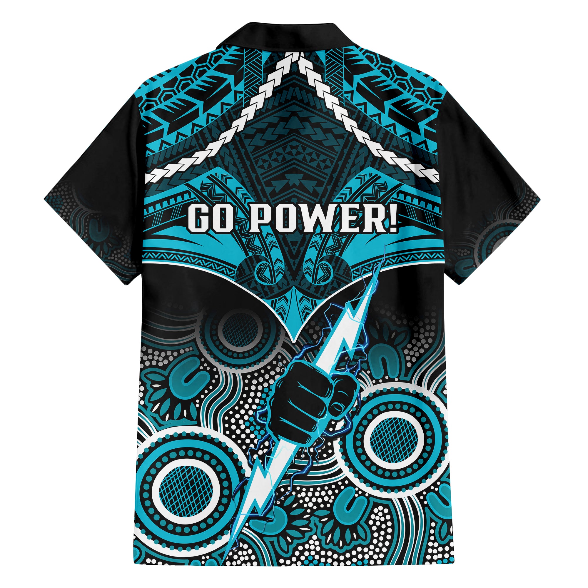 Port Adelaide Football Hawaiian Shirt Power Aboriginal Mix Polynesian Pattern - Vibe Hoodie Shop