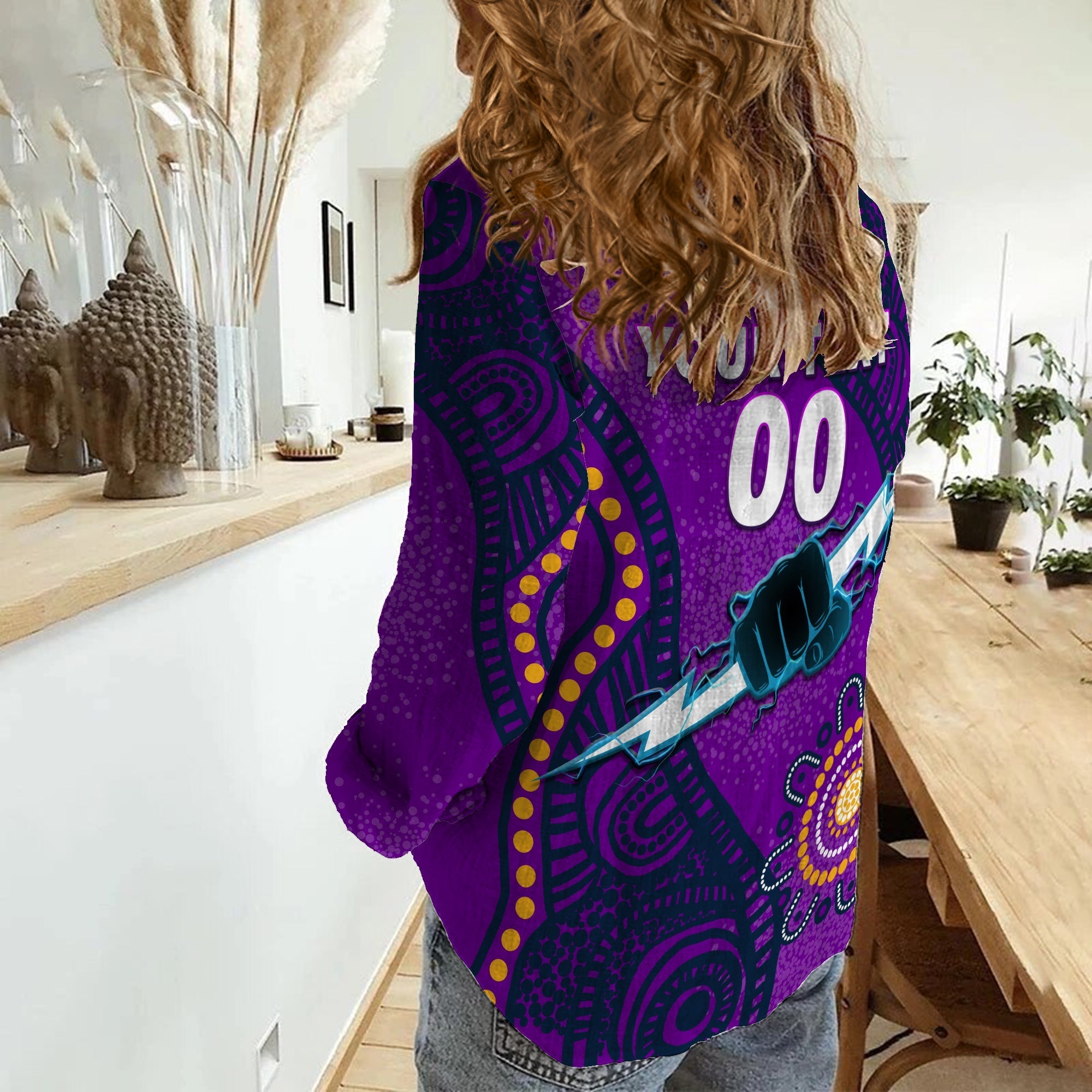 (Custom Personalised) Storm Rugby 2022 Aboriginal Art Women Casual Shirt - - Vibe Hoodie Shop
