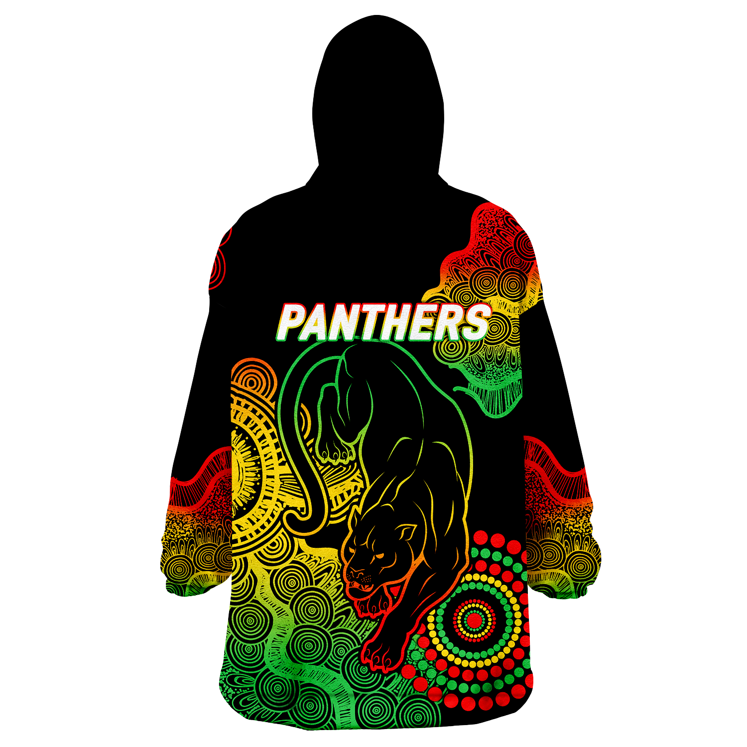 Panthers Rugby 2022 Aboriginal Art Black Wearable Blanket Hoodie - - Vibe Hoodie Shop