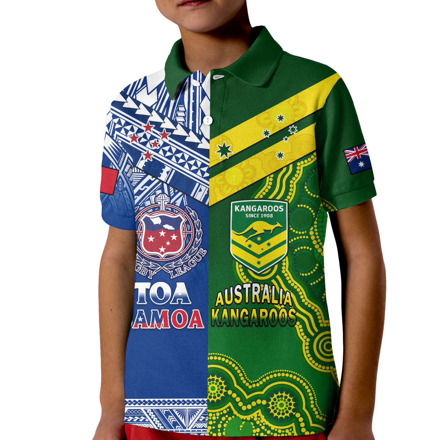 (Custom Personalised) Samoa Rugby and Australia Rugby Polo Shirt Toa Samoa Mix Kangaroos Pacific - Vibe Hoodie Shop