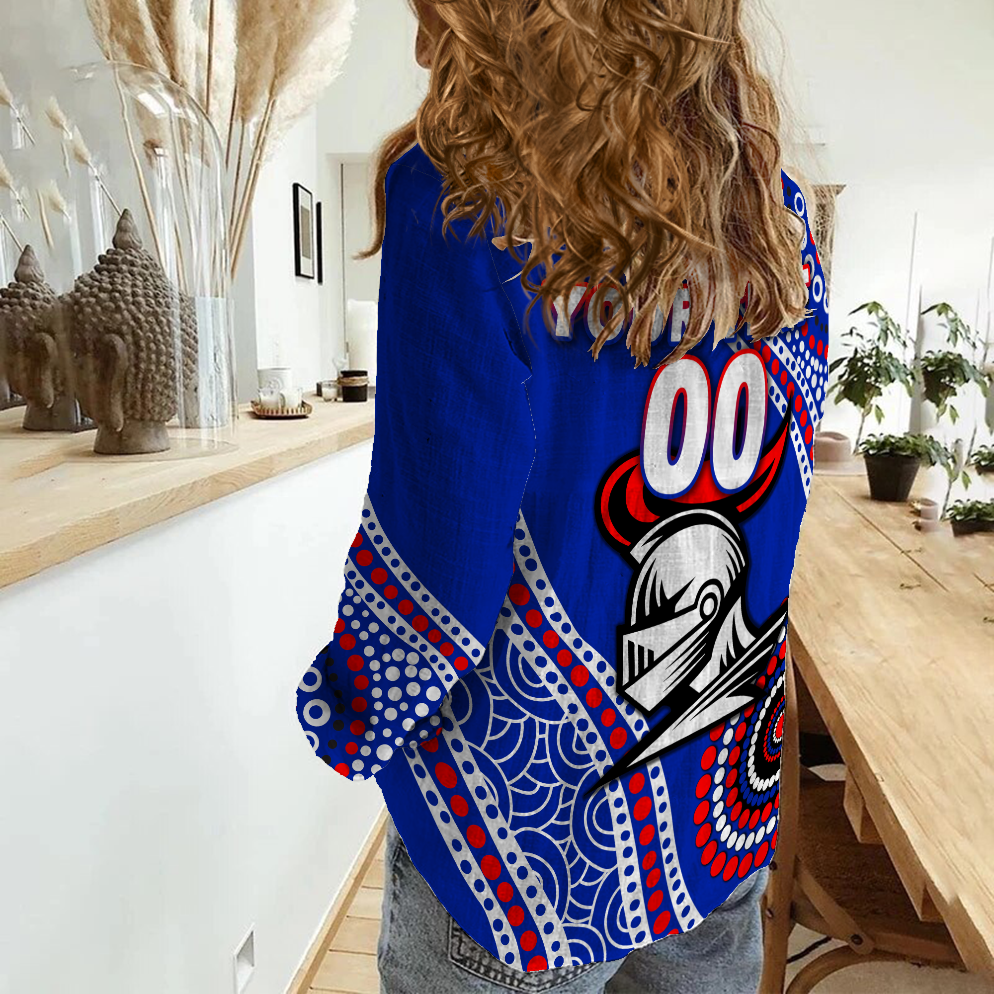 (Custom Personalised) Knights Rugby 2022 Aboriginal Art Women Casual Shirt - - Vibe Hoodie Shop