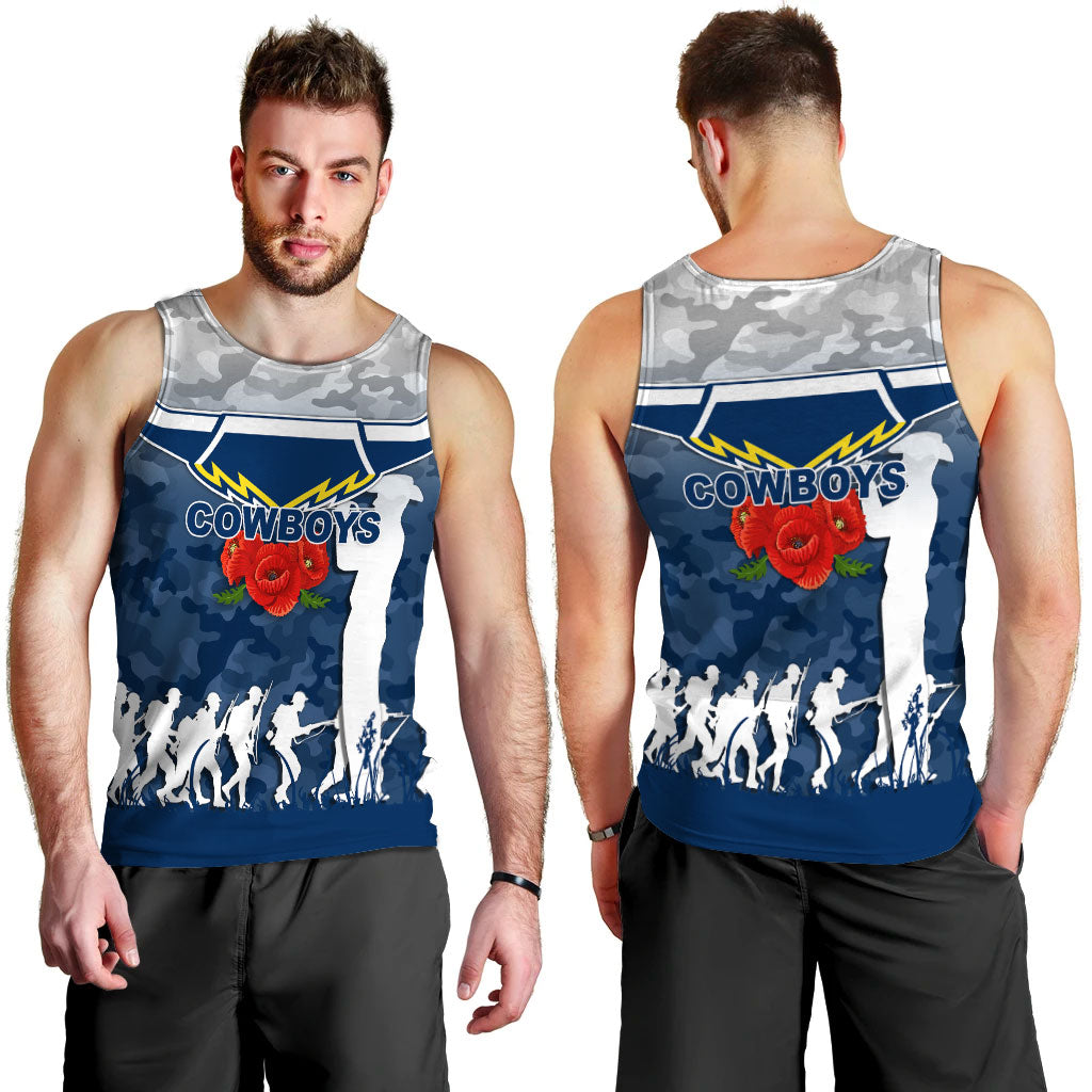 North Queensland Cowboys ANZAC Day Camo Men Tank Top - - Vibe Hoodie Shop