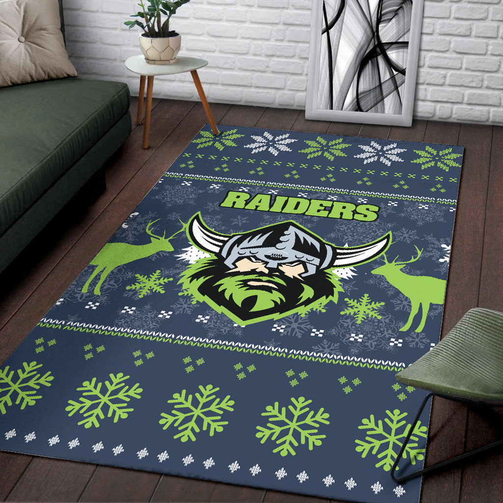 Canberra Raiders Area Rug - Christmas Ugly Style - - Vibe Hoodie Shop