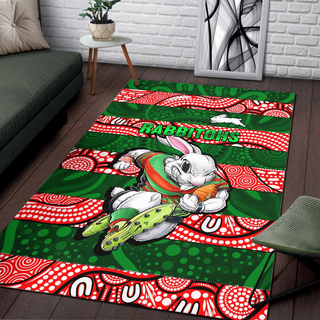 Rabbitohs Rugby The Bunnies Aboriginal Area Rug - - Vibe Hoodie Shop