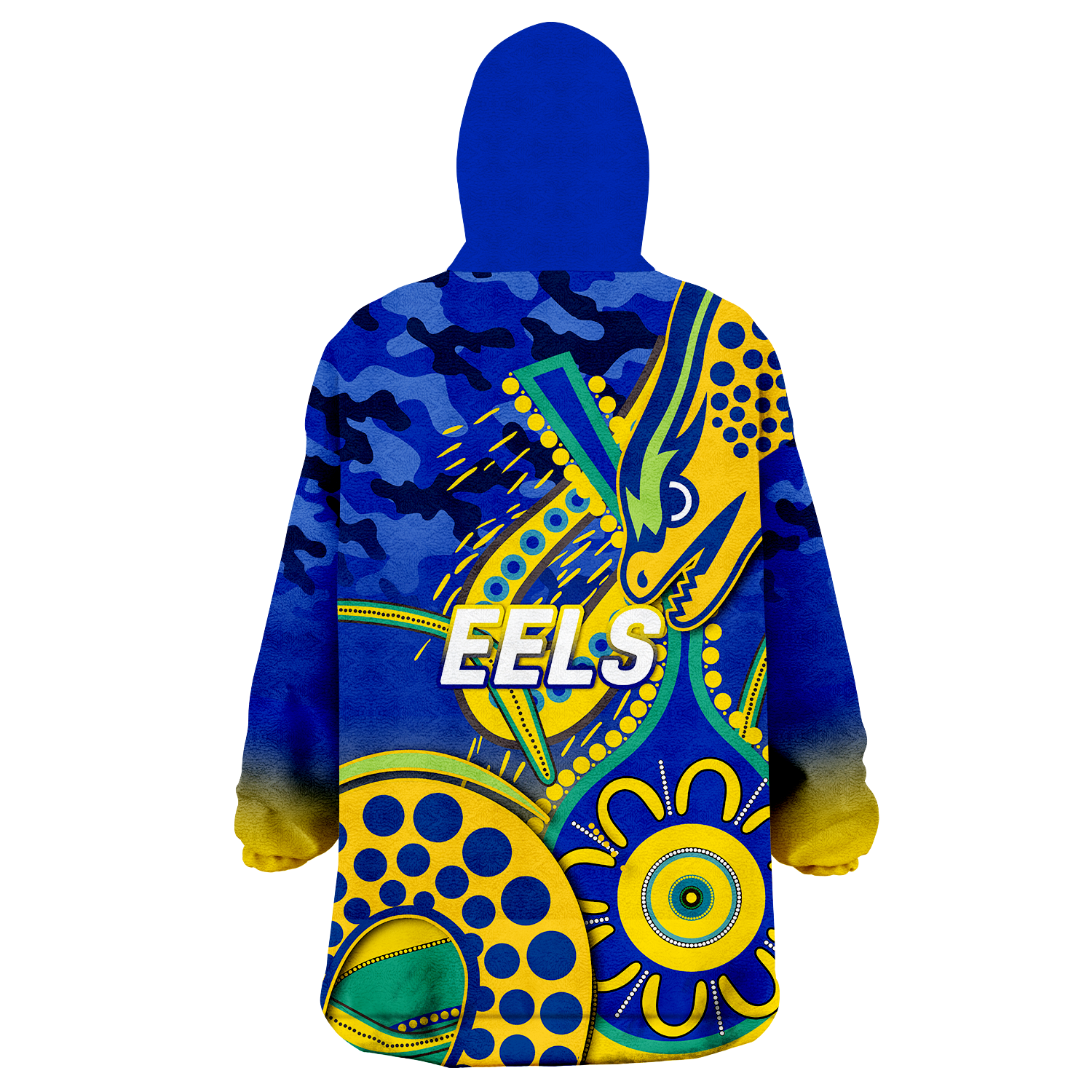 Eels Rugby ANZAC Day Camouflage Indigenous Art Wearable Blanket Hoodie - - Vibe Hoodie Shop