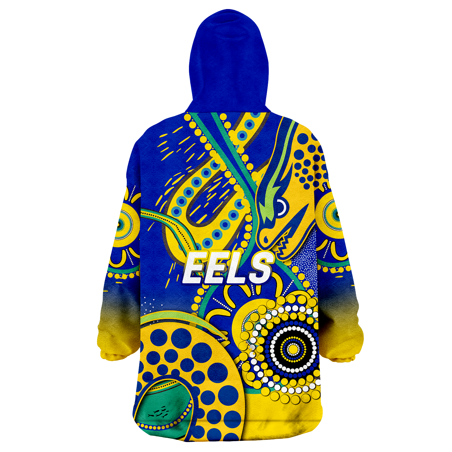 Eels Rugby 2022 Aboriginal Art Wearable Blanket Hoodie - - Vibe Hoodie Shop