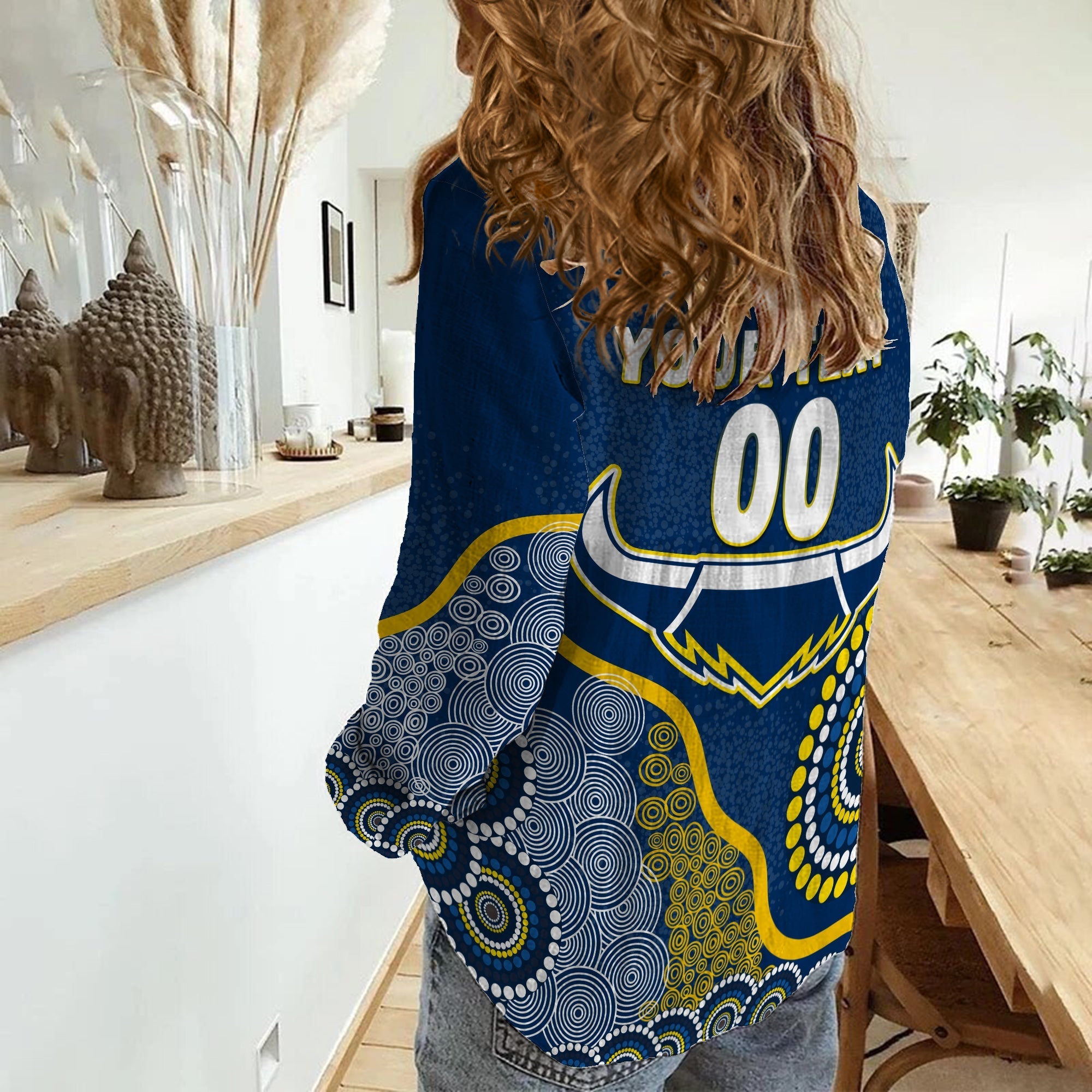 (Custom Personalised) Cowboys Rugby 2022 Aboriginal Art Women Casual Shirt - - Vibe Hoodie Shop