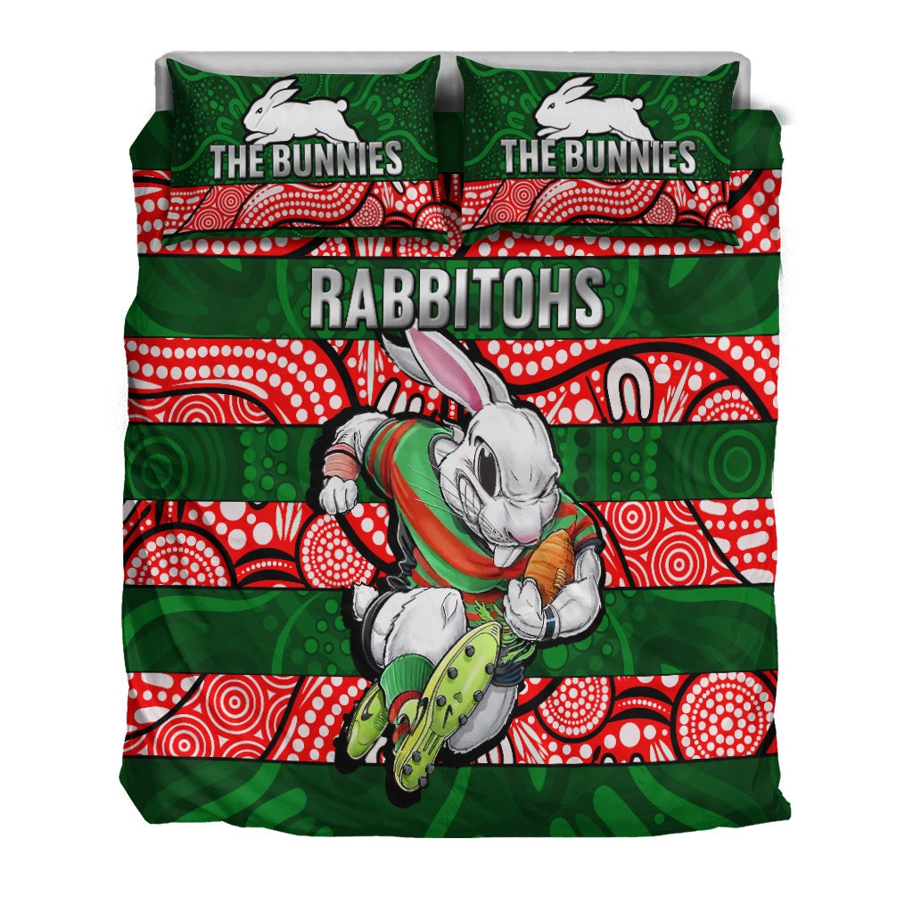 Rabbitohs Rugby The Bunnies Aboriginal Bedding Set - - Vibe Hoodie Shop