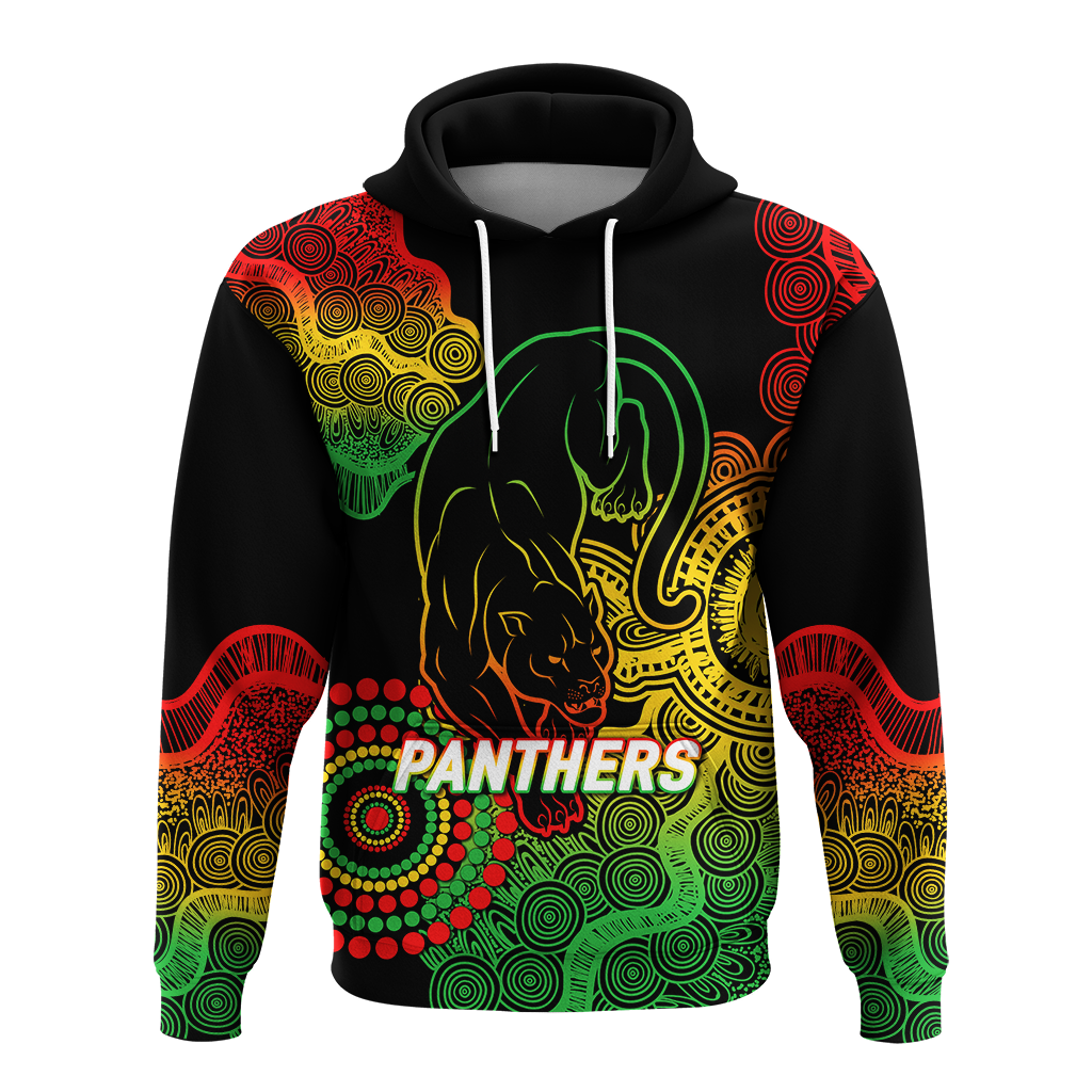 Panthers Rugby 2022 Aboriginal Art Black Hoodie - LT12 - Vibe Hoodie Shop