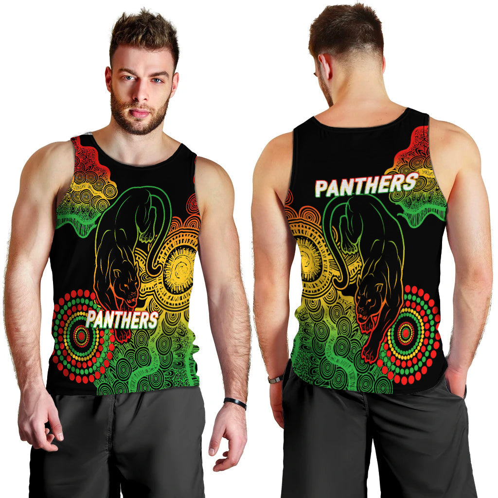 Panthers Rugby 2022 Aboriginal Art Black Men Tank Top - - Vibe Hoodie Shop