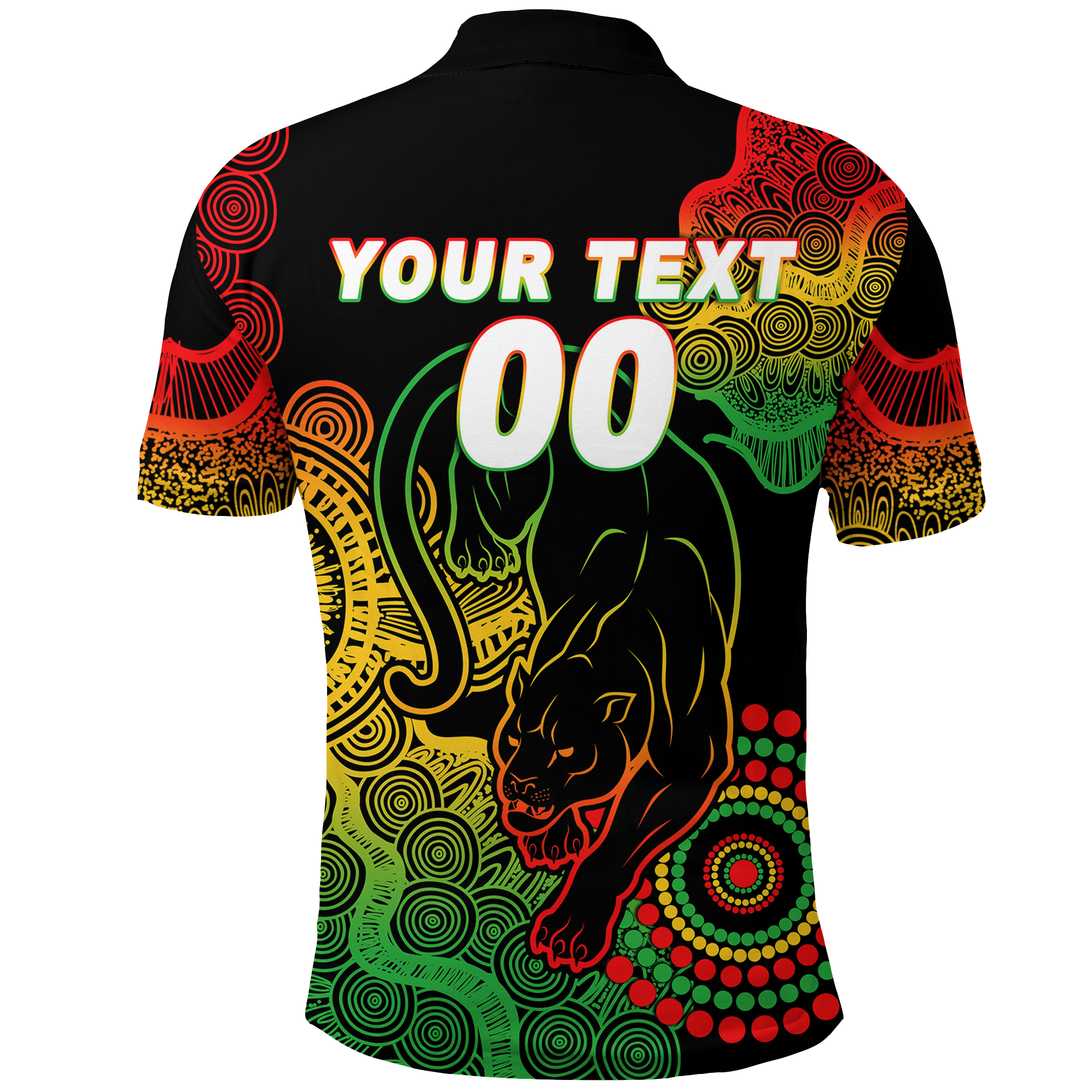 (Custom Personalised) Panthers Rugby 2022 Aboriginal Art Black Polo Shirt - - Vibe Hoodie Shop