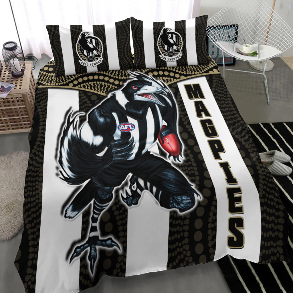 Magpies Football Bedding Set Collingwood 1892 Indigenous Sporty Style - Vibe Hoodie Shop