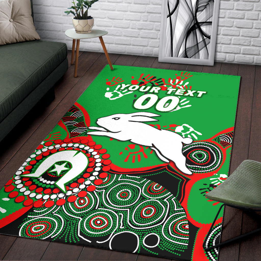 (Custom Personalised) Rabbitohs Rugby NAIDOC 2022 Aboriginal Area Rug - - Vibe Hoodie Shop