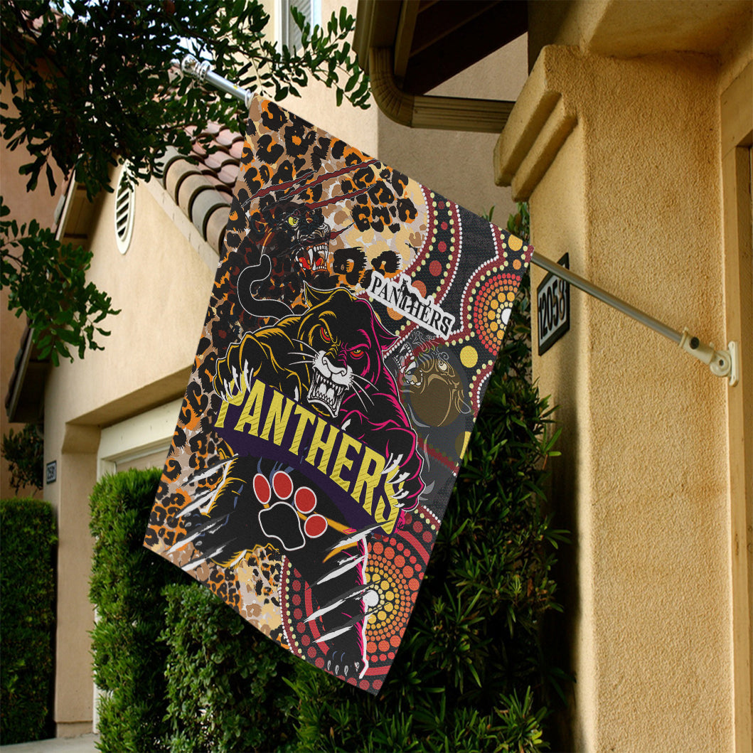 Panthers Rugby League Football Club Flag - Custom Indigenous Wild Black Penrith Panthers Scratch Style Flag - Vibe Hoodie Shop