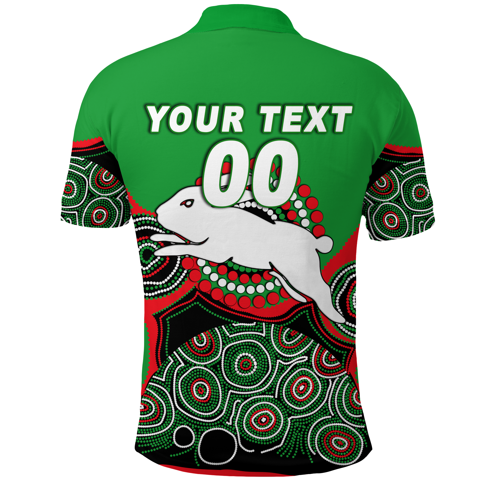 (Custom Personalised) Rabbitohs Rugby 2022 Aboriginal Art Polo Shirt - - Vibe Hoodie Shop