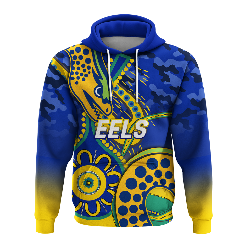 Eels Rugby ANZAC Day Camouflage Indigenous Art Hoodie - LT12 - Vibe Hoodie Shop