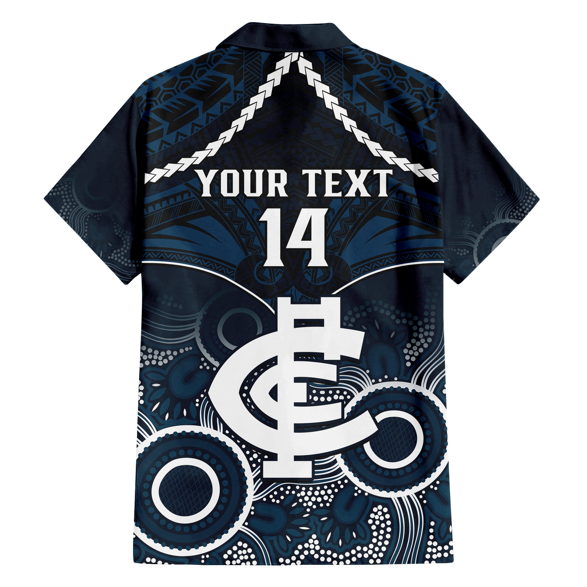 Personalised Carlton Football Hawaiian Shirt Blues Aboriginal Mix Polynesian Pattern - Vibe Hoodie Shop