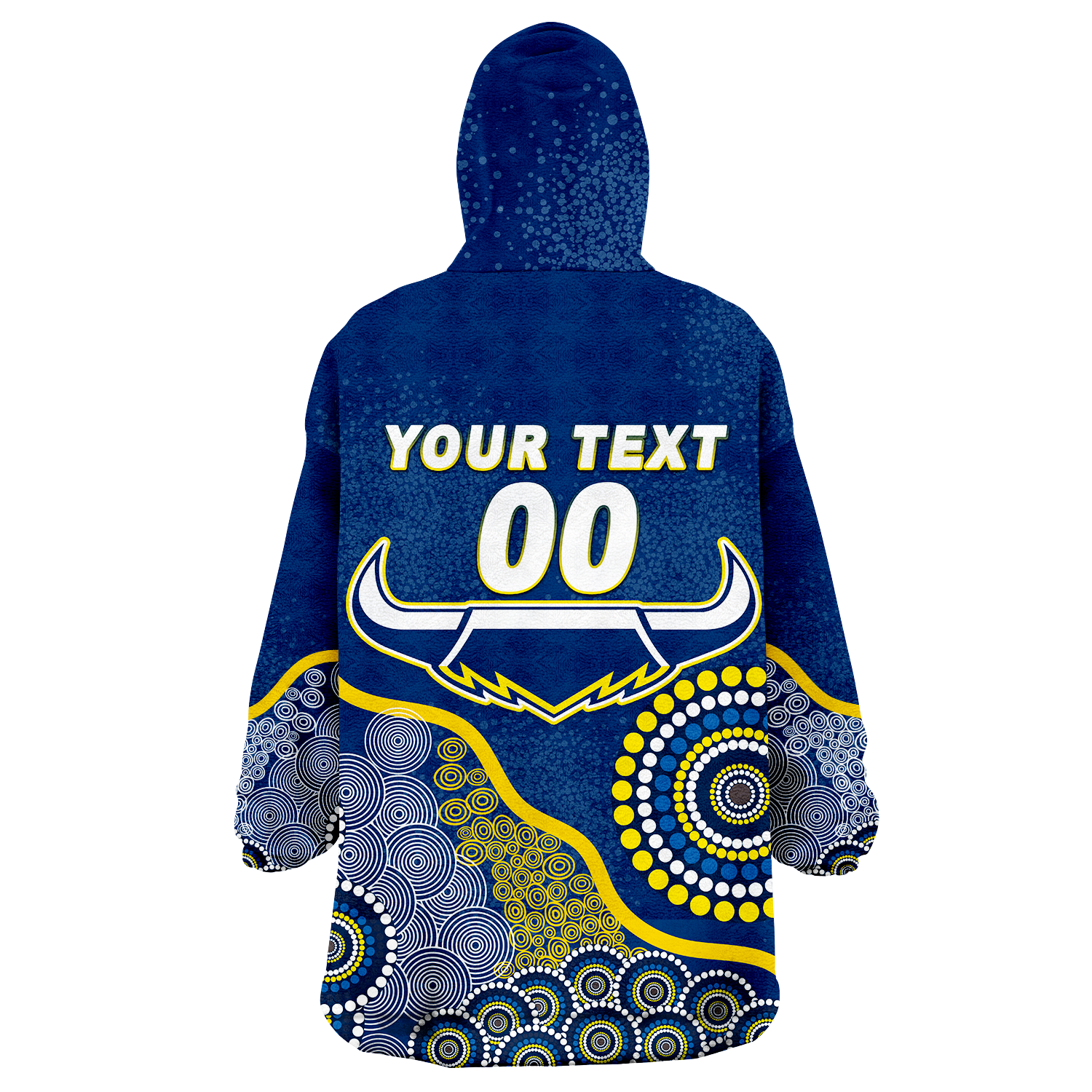 (Custom Personalised) Cowboys Rugby 2022 Aboriginal Art Wearable Blanket Hoodie - - Vibe Hoodie Shop