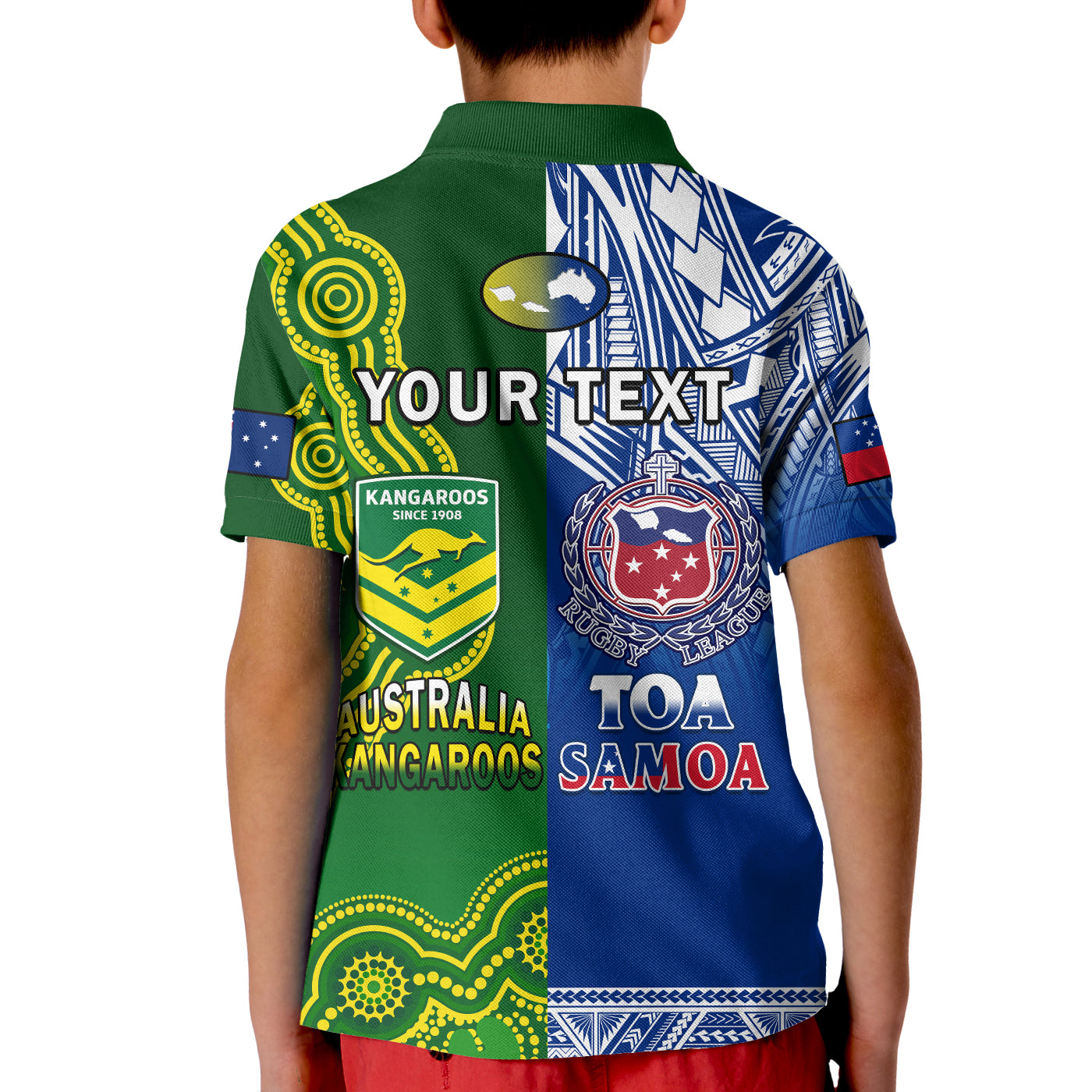 (Custom Personalised) Samoa Rugby and Australia Rugby Polo Shirt KID Toa Samoa Mix Kangaroos Pacific - Vibe Hoodie Shop